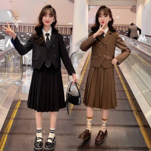 スカートスーツ 3点セット 女の子 卒業式 女子 高校生 学生服 フォーマルスーツ 制服 長袖 スカート スーツジャケット シャツ 入学式 発