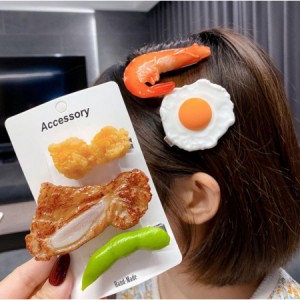 ヘアアクセサリー ヘアピン かわいい 面白い 食品 お肉 目玉焼き 野菜  SNS 映え tiktok インスタ 撮影 イベン ト動画 イベント 韓国 ア