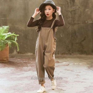 子供服セットアップキッズ女の子春秋長袖2点セット上下セットTシャツロングパンツサロペットジュニアおしゃれカジュアル可愛い新品150cm1