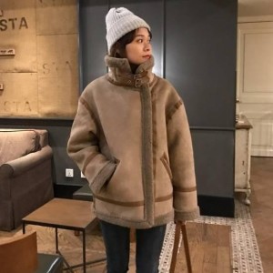 ムートンコート コート ボアブルゾン ボア アウターレディース ジャケット 冬服 春 ショート ショート丈 暖か 防寒 厚手 ゆったり 大きい