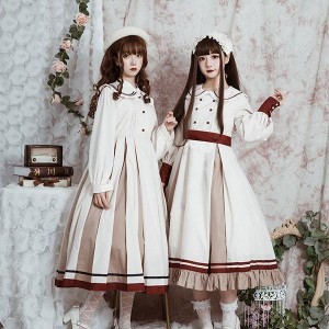 ロリータ ワンピース ゴスロリ レディース Lolita 長袖 ミディアム丈 Aライン お嬢様 森ガール 姉妹ドレス ロリータ 撮影衣装 文化祭