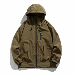 メンズ マウンテンパーカー 登山服 フード付き 防風 ハイネック ワーク 止水ファスナー 作業 おしゃれ 大きい ライトアウター パーカー 