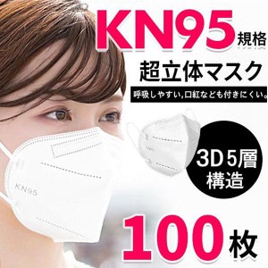 ！2点10%OFF！KN95マスク 100枚 マスク 5層構造 使い捨て 不織布マスク 白 立体マスク 女性用 男性用 大人用