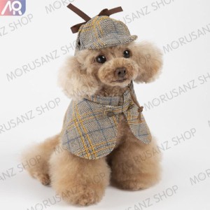 ホームズ ペットの服 猫 犬 探偵 帽子マントセットSX-XLサイズ かわいいtiktokの撮影服 ねこ いぬ 小型犬 猫 ねこ