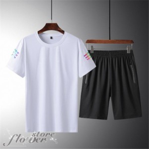 セットアップ メンズ 夏 ジャージ 半袖 大きいサイズ スポーツウエア 上下セット 吸汗速乾 半袖Tシャツ ジム トレーニングウェア