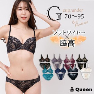 大きいサイズ ブラジャー ショーツセット レディース 下着 G70 G75 G80 G85 G90 G95 脇高 ソフトワイヤー モールドカップ 大きめアンダー