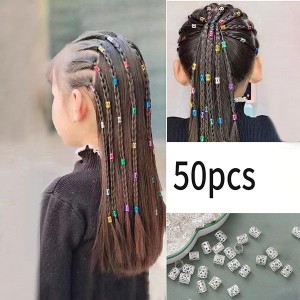   簡単 キッズ  子ども用 髪留め用リング 50個セット 子供用 ヘアクリップ ヘアチップ ヘアビーズ 髪飾り ヘアアレンジ イメチェン 子供