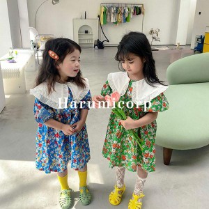 ワンピース キッズ 子供服 女の子 夏服 半袖ワンピース 花柄 韓国子供服 フレアワンピース 子ども服 ガールズ ジュニア ベビー服 姉妹 双