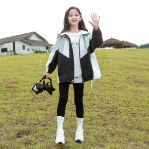 ウィンドブレーカー子供服 ジャケット 女の子 ブルゾンジャンパーコート カジュアル 可愛いキッズ 韓国風 春 秋 アウター