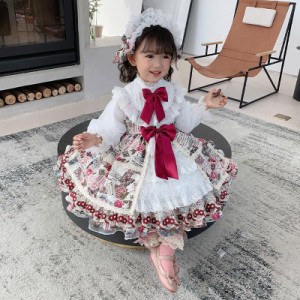 ワンピース 子供 ロリータ キッズ 長袖 メイド ロリータ服 女の子 洋服 秋冬 七五三 コスプレ 子どもドレス クリスマス ゴスロリ lolita 