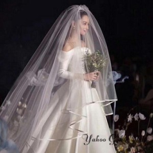 ロングベール ２層ベール コーム付き 結婚式 ウェディングベール ウエディングベール 花嫁 ブライダル 二次会 披露宴 挙式 ホワイト オフ