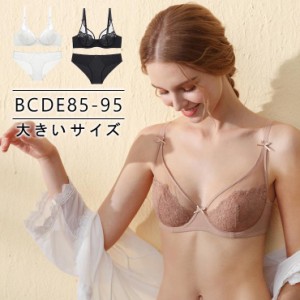 大きいサイズ レディース 下着 ブラジャー ショーツセット 透けブラ セクシー B85 C85 C90 C95 D85 D90 D95 E85 E90 E95 L LL 3L 4L 新入