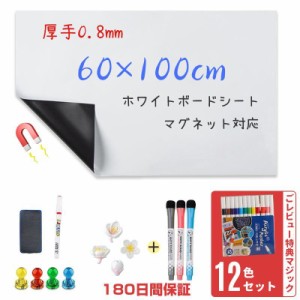 ホワイトボード シート マグネットシート 60X100cm 厚手0.8mm シール お絵かき ボード 弱粘着式 貼って剥がせる マグネット 磁石 対応 カ