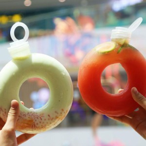  ドーナツ かわいい おもしろ タピオカドリンク クリアボトル プラボトル プラスチックボトル PETボトル 紙カップ アップルフタ付き 10