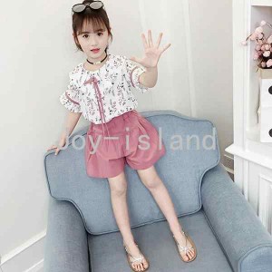 子供服 セットアップ  女の子 半袖 春夏 2点セット 上下セット Tシャツ 花柄 ショートパンツ   おしゃれ 可愛い カジュアル 新品 150 160