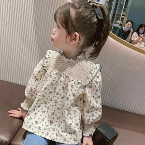 ブラウス キッズ 長袖 韓国子供服 女の子 トップス シャツ 花柄 春服 子供服 普段着 ベビー服 カジュアル 可愛い おしゃれ お出かけ 通学