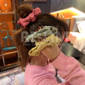 シュシュ ヘアアクセサリー 無地 リボン 可愛い シンプル 全6カラー 単色デザインヘアアクセサリー かわいいデザインシュシュ シンプルデ