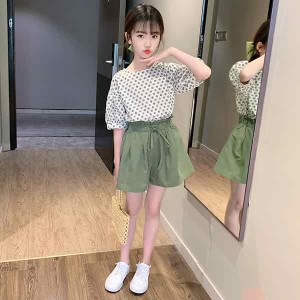 子供服 セットアップ キッズ 女の子 夏服 トップス 半袖 ブラウス tシャツ ハーフパンツ 半ズボン 韓国子ども服 ジュニア ベビー服 おし