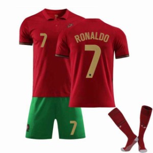 ポルトガル代表 (ホーム/アウェイ) Cロナウド メンズ サッカーユニフォーム 背番号7 レプリカ 半袖 キッズユニフォーム 上下3点セット 子
