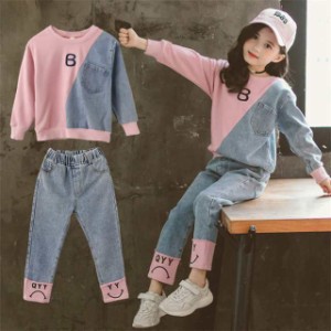 ジャージ キッズ 子供服 スウェットセット 女の子 長袖 春服 セットアップ ジャージ上下 韓国風 2点セット パンツセット Tシャツ