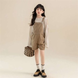 オーバーオール ショート丈 女の子 ショートパンツオールインワン サロペットパンツ 子供服 森ガール 半パンツ 短パンツ ワイドパンツ