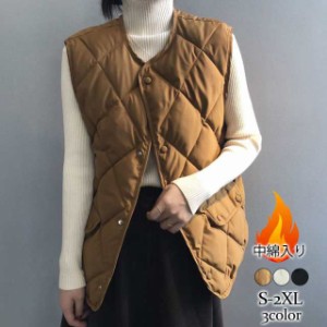 ベスト レディース 中綿ベスト 薄手 防寒ベスト ノースネック 秋 秋服 冬 チョッキ ジレ アウター トップス 立ち襟 カジュア