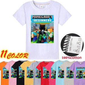 マインクラフト キッズ キャラクター プリント 半袖トップスＴシャツ 子供 マインクラフトゲームキャラクターグッズ100~170ｃｍ