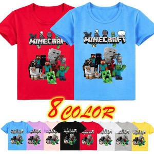 8色 マインクラフト キッズ キャラクター プリント 半袖トップスＴシャツ 子供 マインクラフトゲームキャラクターグッズ100 170ｃｍ