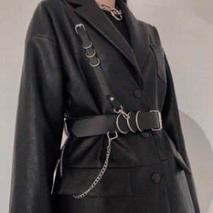 ゴシックコスプレウエストベルトレッグハーネスガーターベルト調整可能合皮変形デザインバックルベルト韓国ファッション