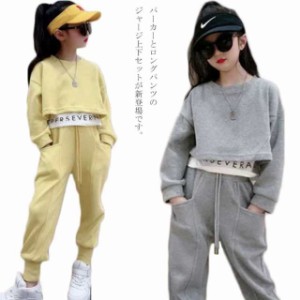 子供服 女の子 ジュニア スポーツウェア 上下セット 2点セット 長袖 パーカー ゆったり トップス パンツ カジュアル トレーナー 韓国風