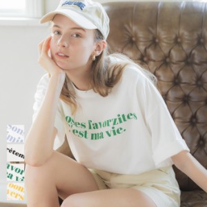 Tシャツ レディース カットソー ロゴ ビッグシルエット クルーネック 五分袖 コットン カジュアル メール便可 mrb 24ss coca コカ