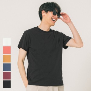 セール★990円→890円 Tシャツ メンズ コットン Uネック レギュラーフィット ミディアム丈 無地 シンプル ベーシック 半袖 綿100 メール