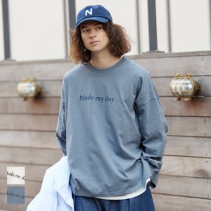 Tシャツ メンズ ロングTシャツ ロゴ 英字 長袖 コットン クルーネック ミディアム丈 無地 シンプル メール便不可 24ss coca コカ