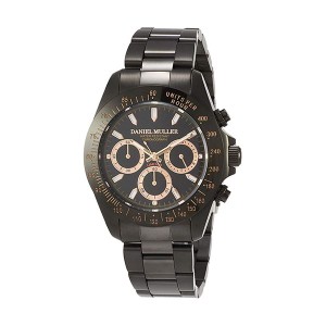 DANIEL MULLER(ダニエルミューラー) 腕時計 クロノグラフ ステンレス製 メンズウォッチ ブラック×ピンクゴールド DM-2027BKP |b04