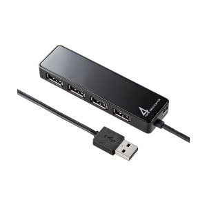 サンワサプライ HDD接続対応・面ファスナー付4ポートUSB2.0ハブ ブラック USB-HTV410BKN2 |b04