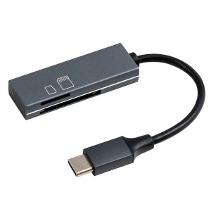 Digio2 STIX USB2.0 Type-C アルミ製SDカードリーダー CRW-CSD89GY グレー |b04