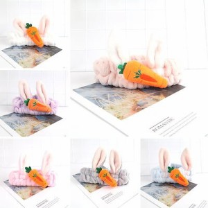 韓国版キュートなニンジンウサギの耳のヘアバンド洗いメイクアップスタイル