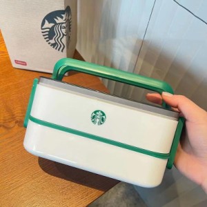 スターバックス STARBUCKS お弁当箱 ランチボックス ご飯ケース 保存容器 タッパー 2層弁当箱 大容量 ステンレス 通勤