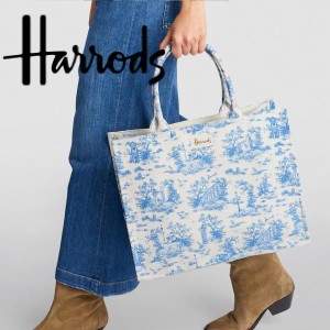 新作 Harrods ハロッズ 横長 トートバッグ A4,B4,ファイル,Toile,Large Buket bag 