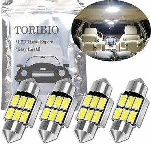 TORIBIO 4個入り 無極性 車内ランプ T10×31mm 6SMD LEDルームランプ Festoon 6418