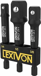 LEXIVON インパクトグレードソケットアダプターセット、76.2mm (3インチ) ホルダー付延長ビット | 6.3