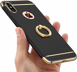 Duluqboba iPhone X ケース リング付き 耐衝撃 指紋防止 3パーツ式 保護カバー スタンド機能 360