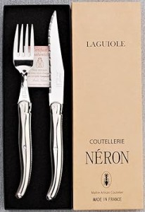 ライヨール ステンレスハンドル ステーキナイフ フォークセット ギフト箱入り フランス製 NERON INOX