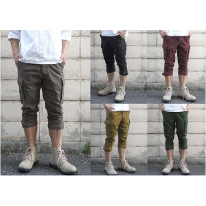 山岳猟兵用 登山パンツ ドイツ連邦国軍 モルスキン クロプド カーゴパンツ 7分丈 後染め P S036YD 金茶 Gr7 レプリカ 送料無料