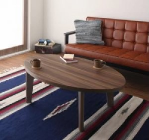 こたつテーブル 机 オーバル＆ラウンドデザイン天板リバーシブルこたつテーブル ( 天板サイズ :楕円形(75×105cm))( 色 : ブラウン 茶×