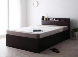 シングルベッド 大容量収納ベッド 薄型スタンダードポケットコイルマットレス付き シンプル大容量収納庫付きすのこベッド( 幅 :シングル)