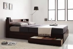 シングルベッド 整理 収納付き ベッド 国産 日本製 カバーポケットコイルマットレス付き セット コンセント付き整理 収納 ベッド( 幅 :シ
