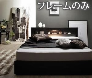 ダブルベッド 白 整理 収納付き ベッド用ベッドフレームのみ 単品 LEDライト・コンセント付き整理 収納 ベッド( 幅 :ダブル)( 奥行 :レギ