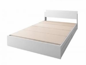ダブルベッド 白 整理 収納付き ベッド用ベッドフレームのみ 単品 棚・コンセント付き整理 収納 ベッド( 幅 :ダブル)( 奥行 :レギュラー)