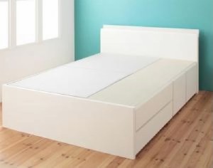 セミシングルベッド 白 大容量収納ベッド用ベッドフレームのみ単品 日本製_棚・コンセント付き_大容量チェストベッド( 幅 :セミシングル)